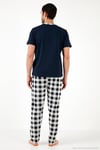 Ekoseli Pamuklu Regular Fit Kısa Kollu Erkek Pijama Takımı 60961007 LACİVERT-BEYAZ