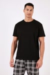 Ekoseli Pamuklu Regular Fit Kısa Kollu Erkek Pijama Takımı 6572006 SİYAH