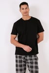 Ekoseli Pamuklu Regular Fit Kısa Kollu Erkek Pijama Takımı 6572006 SİYAH