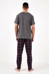 Ekoseli Pamuklu Regular Fit Kısa Kollu Erkek Pijama Takımı 6572006 FÜME