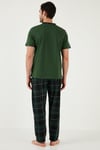 Ekoseli Pamuklu Regular Fit Kısa Kollu Erkek Pijama Takımı 60961007 YEŞİL