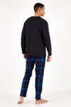 Ekoseli Pamuklu Regular Fit Uzun Kollu Erkek Pijama Takımı 6572005 LACİVERT-SAKS