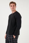 Ekoseli Pamuklu Regular Fit Uzun Kollu Erkek Pijama Takımı 60961005 SİYAH