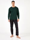 Ekoseli Pamuklu Regular Fit Uzun Kollu Erkek Pijama Takımı 6572005 YEŞİL
