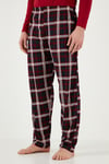 Ekoseli Pamuklu Regular Fit Uzun Kollu Erkek Pijama Takımı 60961005 BORDO