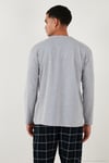 Ekoseli Pamuklu Regular Fit Yüksek Bel Bisiklet Yaka Erkek Pijama Takımı 6574000 GRİ