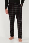 Ekoseli Pamuklu Regular Fit Yüksek Bel Bisiklet Yaka Erkek Pijama Takımı 6574000 SİYAH