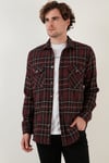 Ekoseli Regular Fit Çift Cepli Oduncu Kışlık Erkek Gömlek CF21W112577 BORDO-EKRU