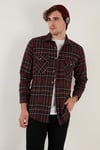 Ekoseli Regular Fit Çift Cepli Oduncu Kışlık Erkek Gömlek CF21W112577 BORDO-EKRU