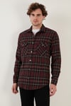Ekoseli Regular Fit Çift Cepli Oduncu Kışlık Erkek Gömlek CF21W112577 BORDO-EKRU