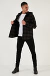 Ekoseli Regular Fit Çıkarılabilir Kapüşonlu Kışlık Erkek Gömlek CF24W126985 SİYAH