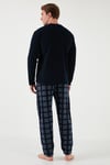 Ekoseli Regular Fit Düğmeli Bisiklet Yaka Kışlık Polar Erkek Pijama Takımı 60961002 LACİVERT
