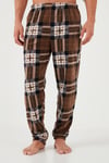 Ekoseli Regular Fit Düğmeli Bisiklet Yaka Kışlık Polar Erkek Pijama Takımı 60961002 CAMEL