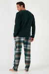 Ekoseli Regular Fit Düğmeli Bisiklet Yaka Kışlık Polar Erkek Pijama Takımı 60961008 YEŞİL