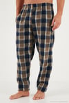 Ekoseli Regular Fit Düğmeli Bisiklet Yaka Kışlık Polar Erkek Pijama Takımı 60961008 CAMEL