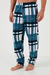 Ekoseli Regular Fit Düğmeli Bisiklet Yaka Kışlık Polar Erkek Pijama Takımı 60961008 LACİVERT