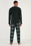 Ekoseli Regular Fit Düğmeli Bisiklet Yaka Kışlık Polar Erkek Pijama Takımı 60961002 YEŞİL