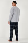 Ekoseli Regular Fit Yüksek Bel Cepli Bisiklet Yaka Erkek Pijama Takımı 6574002 GRİ