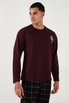 Ekoseli Regular Fit Yüksek Bel Cepli Bisiklet Yaka Erkek Pijama Takımı 6574002 SİYAH-BORDO