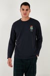 Ekoseli Regular Fit Yüksek Bel Cepli Bisiklet Yaka Erkek Pijama Takımı 6574002 LACİVERT