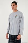 Ekoseli Regular Fit Yüksek Bel Cepli Bisiklet Yaka Erkek Pijama Takımı 6574002 GRİ