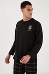 Ekoseli Regular Fit Yüksek Bel Cepli Bisiklet Yaka Erkek Pijama Takımı 6574002 SİYAH-SİYAH
