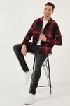 Ekoseli Uzun Kollu Slim Fit Kışlık Erkek Gömlek CF21W112844 BORDO