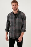 Ekoseli Uzun Kollu Slim Fit Kışlık Erkek Gömlek CF21W112844 ANTRASİT