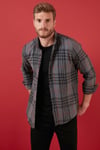 Ekoseli Uzun Kollu Slim Fit Kışlık Erkek Gömlek CF21W112844 ANTRASİT