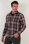 Ekoseli Uzun Kollu Slim Fit Kışlık Erkek Gömlek CF21W112844 GRİ