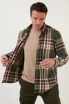 Ekoseli Uzun Kollu Slim Fit Kışlık Erkek Gömlek CF21W112844 HAKİ-BEJ