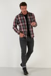Ekoseli Uzun Kollu Slim Fit Kışlık Erkek Gömlek CF21W112844 GRİ