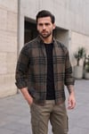 Ekoseli Uzun Kollu Slim Fit Kışlık Erkek Gömlek CF21W112844 HAKİ