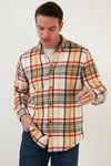 Ekoseli Uzun Kollu Slim Fit Kışlık Erkek Gömlek CF21W112844 HARDAL