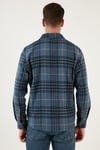 Ekoseli Uzun Kollu Slim Fit Kışlık Erkek Gömlek CF21W112844 İNDİGO