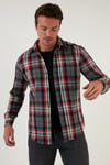 Ekoseli Uzun Kollu Slim Fit Kışlık Erkek Gömlek CF21W112844 GRİ