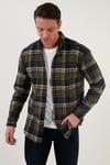 Ekoseli Uzun Kollu Slim Fit Kışlık Erkek Gömlek CF21W112844 HAKİ-SARI