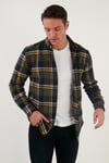 Ekoseli Uzun Kollu Slim Fit Kışlık Erkek Gömlek CF21W112844 HAKİ-SARI