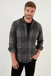 Ekoseli Uzun Kollu Slim Fit Kışlık Erkek Gömlek CF21W112844 ANTRASİT