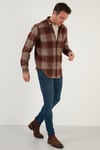Ekoseli Uzun Kollu Slim Fit Kışlık Erkek Gömlek CF21W112844 VİZON