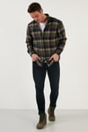 Ekoseli Uzun Kollu Slim Fit Kışlık Erkek Gömlek CF21W112844 HAKİ-SARI