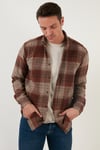 Ekoseli Uzun Kollu Slim Fit Kışlık Erkek Gömlek CF21W112844 VİZON