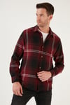 Ekoseli Uzun Kollu Slim Fit Kışlık Erkek Gömlek CF21W112844 BORDO