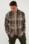 Ekoseli Uzun Kollu Slim Fit Kışlık Erkek Gömlek CF21W112844 HAKİ-BEJ