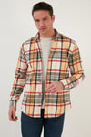 Ekoseli Uzun Kollu Slim Fit Kışlık Erkek Gömlek CF21W112844 HARDAL