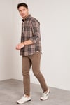 Ekoseli Uzun Kollu Slim Fit Kışlık Erkek Gömlek CF21W112844 CAMEL