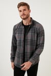 Ekoseli Uzun Kollu Slim Fit Kışlık Erkek Gömlek CF21W112844 ANTRASİT