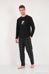 Ekoseli Yumuşak Dokulu Bisiklet Yaka Polar Erkek Pijama Takımı 6097044 SİYAH