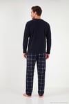 Ekoseli Yumuşak Dokulu Bisiklet Yaka Polar Erkek Pijama Takımı 6097044 LACİVERT