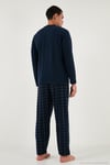 Ekoseli Yumuşak Dokulu Regular Fit Uzun Kollu Erkek Pijama Takımı 609611030 LACİVERT